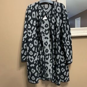 Anne Klein Animal Print Cardigan Sweater Small